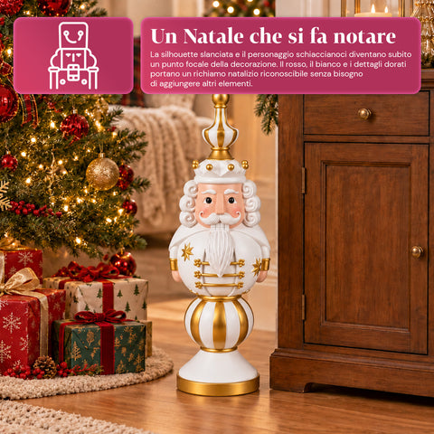 Vánoční figurka 76 cm z pryskyřice, dekorace Santa Clause a vojáčka Louskáčka, bílá nebo červená