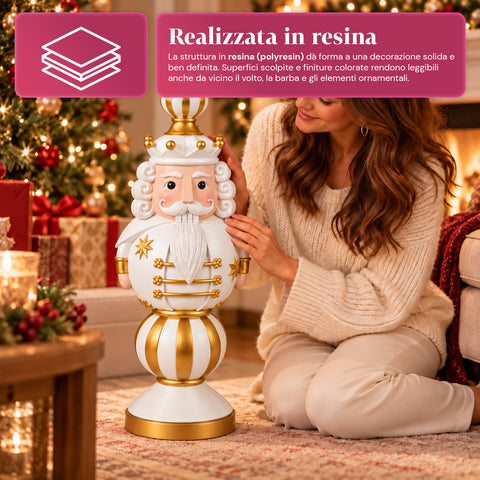 Vánoční figurka 76 cm z pryskyřice, dekorace Santa Clause a vojáčka Louskáčka, bílá nebo červená