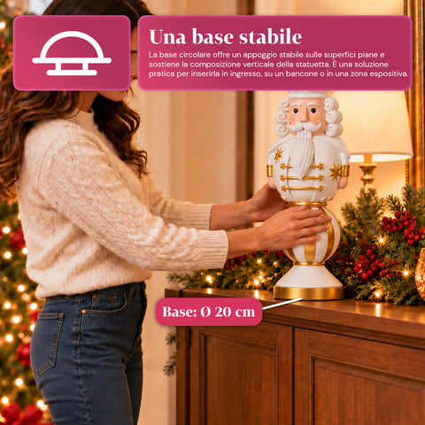 Vánoční figurka 76 cm z pryskyřice, dekorace Santa Clause a vojáčka Louskáčka, bílá nebo červená