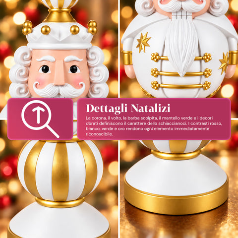 Vánoční figurka 76 cm z pryskyřice, dekorace Santa Clause a vojáčka Louskáčka, bílá nebo červená