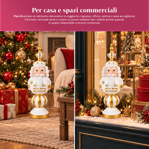 Vánoční figurka 76 cm z pryskyřice, dekorace Santa Clause a vojáčka Louskáčka, bílá nebo červená