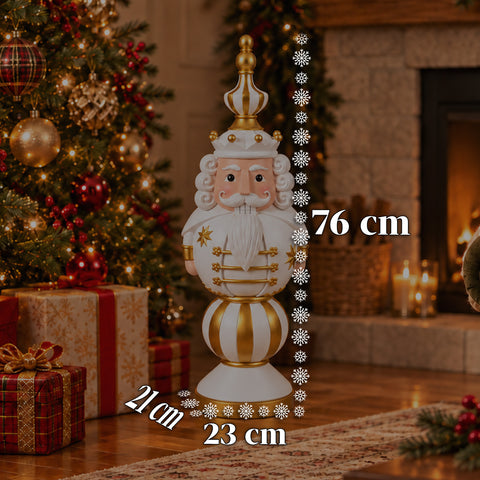 Vánoční figurka 76 cm z pryskyřice, dekorace Santa Clause a vojáčka Louskáčka, bílá nebo červená