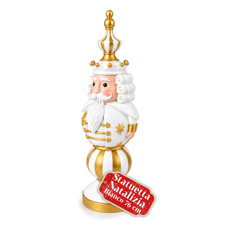 Vánoční figurka 76 cm z pryskyřice, dekorace Santa Clause a vojáčka Louskáčka, bílá nebo červená