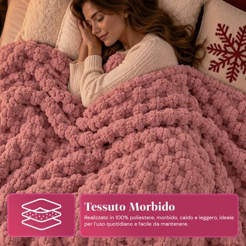 Set Coperta e Pantofole Soffici e Avvolgenti | Plaid Morbido 130x160 cm, Ciabatte Taglia Unica, 4 Colori