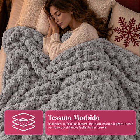 Set Coperta e Pantofole Soffici e Avvolgenti | Plaid Morbido 130x160 cm, Ciabatte Taglia Unica, 4 Colori