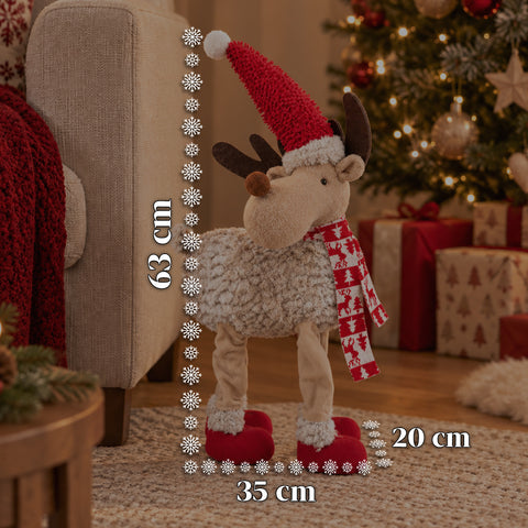 Velký vánoční sob 63 cm z měkkého plyše – vánoční dekorace se zatíženými tlapkami | 4 barvy