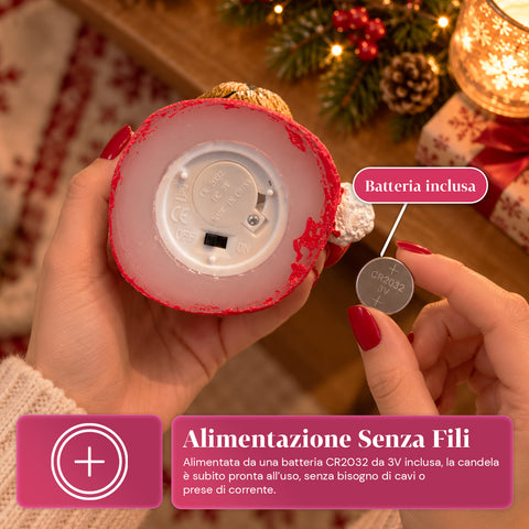 Bateriová LED vánoční svíčka ve 3 variantách – Santa Claus se stromkem, medvídek a medvědí obličej, plamen s realistickým efektem, vánoční dekorace