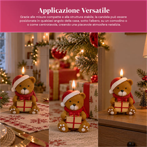 Bateriová LED vánoční svíčka ve 3 variantách – Santa Claus se stromkem, medvídek a medvědí obličej, plamen s realistickým efektem, vánoční dekorace