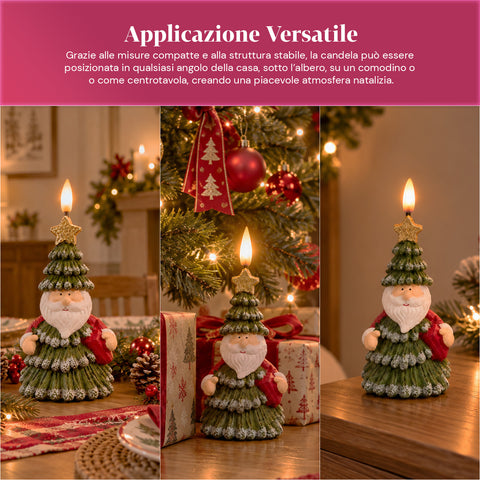 Bateriová LED vánoční svíčka ve 3 variantách – Santa Claus se stromkem, medvídek a medvědí obličej, plamen s realistickým efektem, vánoční dekorace