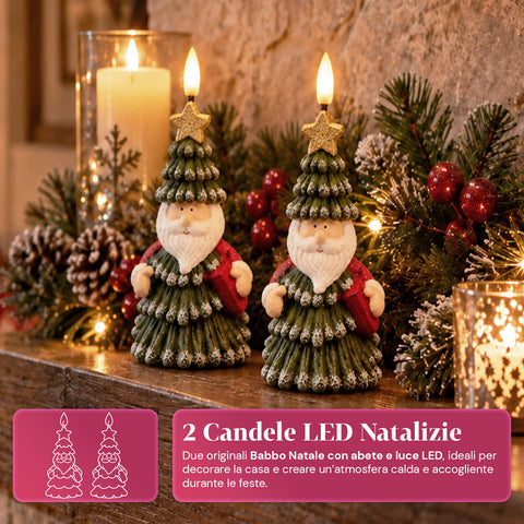 Bateriová LED vánoční svíčka ve 3 variantách – Santa Claus se stromkem, medvídek a medvědí obličej, plamen s realistickým efektem, vánoční dekorace