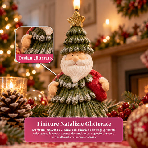 Bateriová LED vánoční svíčka ve 3 variantách – Santa Claus se stromkem, medvídek a medvědí obličej, plamen s realistickým efektem, vánoční dekorace