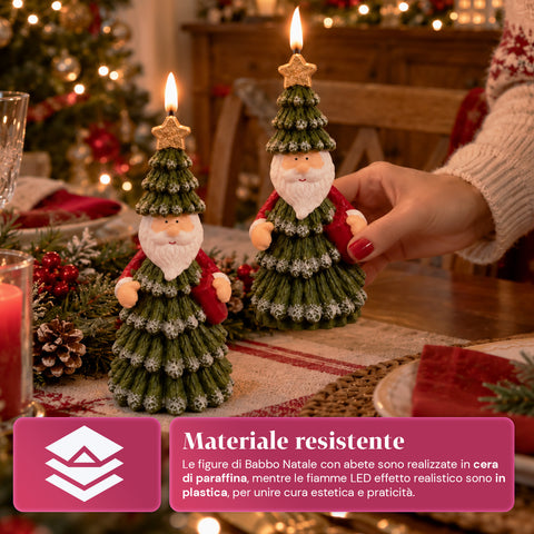 Bateriová LED vánoční svíčka ve 3 variantách – Santa Claus se stromkem, medvídek a medvědí obličej, plamen s realistickým efektem, vánoční dekorace