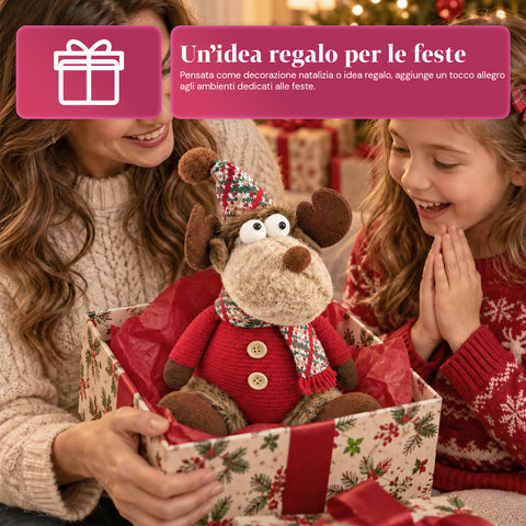 Dekorativní vánoční sob z polyesteru - vánoční ozdoba s pískem naplněnou základnou, roztomilý design, 4 stylové varianty, 2 velikosti 35 a 50 cm