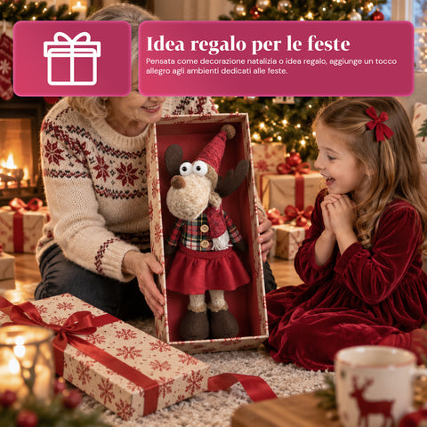 Dekorativní vánoční sob z polyesteru - vánoční ozdoba s pískem naplněnou základnou, roztomilý design, 4 stylové varianty, 2 velikosti 35 a 50 cm
