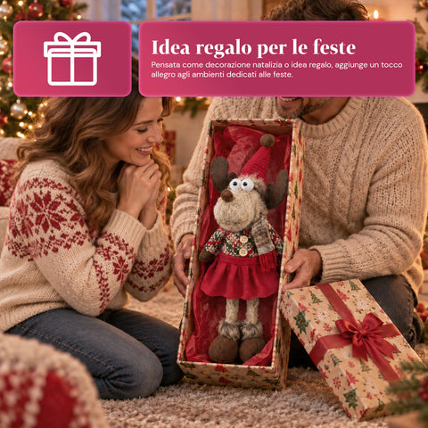 Dekorativní vánoční sob z polyesteru - vánoční ozdoba s pískem naplněnou základnou, roztomilý design, 4 stylové varianty, 2 velikosti 35 a 50 cm