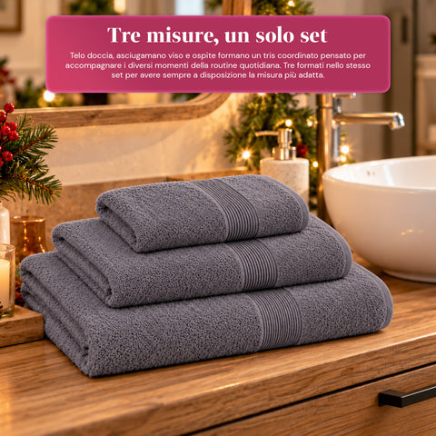 Sada 3 ručníků ze 100% bavlny – koupelnová souprava s osuškou 90x140, ručníkem 60x100 a ručníkem pro hosty 40x60 cm, měkké a savé, 6 barev