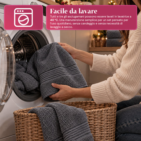 Sada 3 ručníků ze 100% bavlny – koupelnová souprava s osuškou 90x140, ručníkem 60x100 a ručníkem pro hosty 40x60 cm, měkké a savé, 6 barev