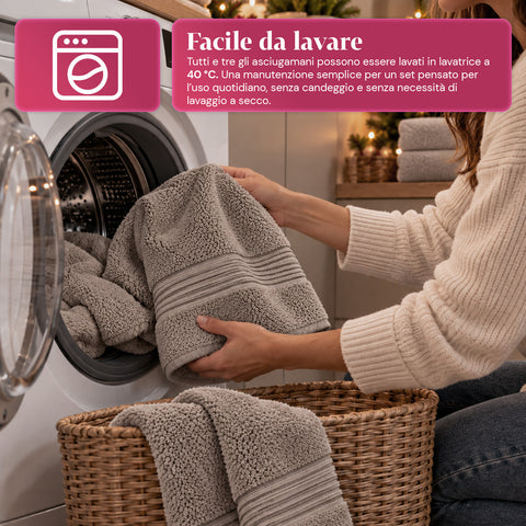 Sada 3 ručníků ze 100% bavlny – koupelnová souprava s osuškou 90x140, ručníkem 60x100 a ručníkem pro hosty 40x60 cm, měkké a savé, 6 barev