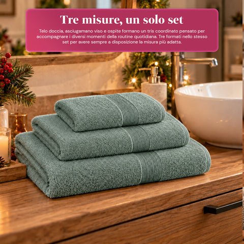 Sada 3 ručníků ze 100% bavlny – koupelnová souprava s osuškou 90x140, ručníkem 60x100 a ručníkem pro hosty 40x60 cm, měkké a savé, 6 barev