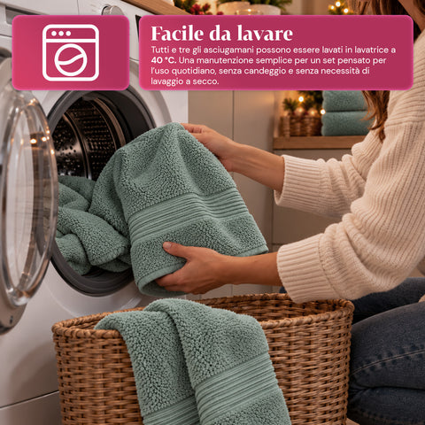 Sada 3 ručníků ze 100% bavlny – koupelnová souprava s osuškou 90x140, ručníkem 60x100 a ručníkem pro hosty 40x60 cm, měkké a savé, 6 barev