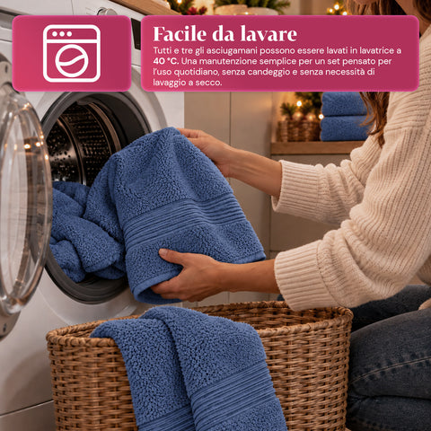 Sada 3 ručníků ze 100% bavlny – koupelnová souprava s osuškou 90x140, ručníkem 60x100 a ručníkem pro hosty 40x60 cm, měkké a savé, 6 barev