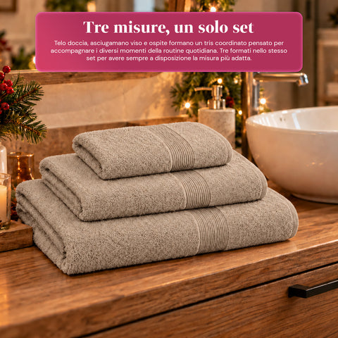 Sada 3 ručníků ze 100% bavlny – koupelnová souprava s osuškou 90x140, ručníkem 60x100 a ručníkem pro hosty 40x60 cm, měkké a savé, 6 barev