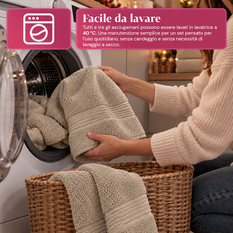 Sada 3 ručníků ze 100% bavlny – koupelnová souprava s osuškou 90x140, ručníkem 60x100 a ručníkem pro hosty 40x60 cm, měkké a savé, 6 barev