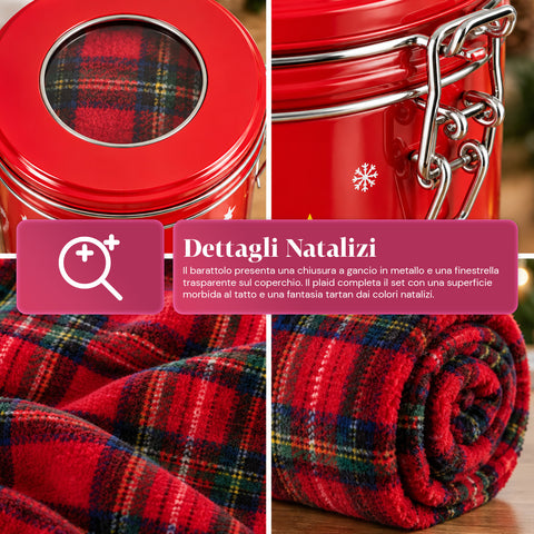 Vánoční dóza 30x16 cm s dekou Coral Fleece 145x110 cm, měkká kostkovaná tartanová deka - Blind Box
