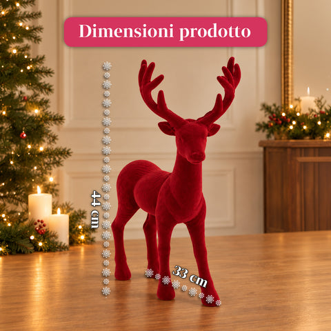 Dekorativní jelen 33x44h cm se sametovým efektem, figurka soba v moderním designu pro domácnost, kancelář a výlohy, vánoční dekorace, 6 barevných variant