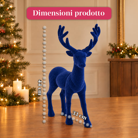 Dekorativní jelen 33x44h cm se sametovým efektem, figurka soba v moderním designu pro domácnost, kancelář a výlohy, vánoční dekorace, 6 barevných variant