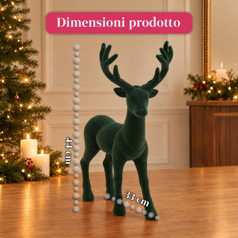 Dekorativní jelen 33x44h cm se sametovým efektem, figurka soba v moderním designu pro domácnost, kancelář a výlohy, vánoční dekorace, 6 barevných variant