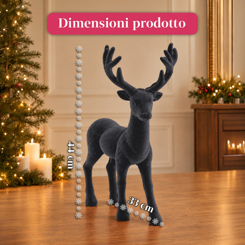 Dekorativní jelen 33x44h cm se sametovým efektem, figurka soba v moderním designu pro domácnost, kancelář a výlohy, vánoční dekorace, 6 barevných variant