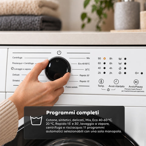 Předem plněná pračka 6 kg energetické třídy A, 1200 ot./min, slim provedení 41 cm, parní praní, voštinový buben, dětská pojistka, bílá nebo šedá
