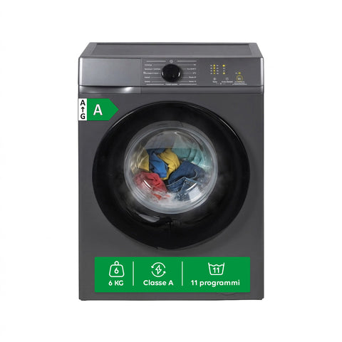 Předem plněná pračka 6 kg energetické třídy A, 1200 ot./min, slim provedení 41 cm, parní praní, voštinový buben, dětská pojistka, bílá nebo šedá