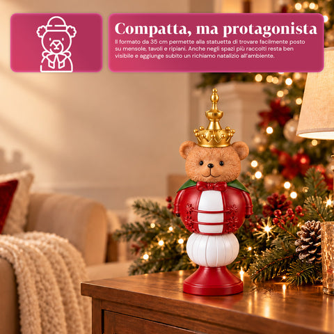 Vánoční figurka z pryskyřice 35 cm, vánoční dekorace se Santa Clausem, louskáčkem a medvídkem, červená nebo bílá, do interiéru i exteriéru