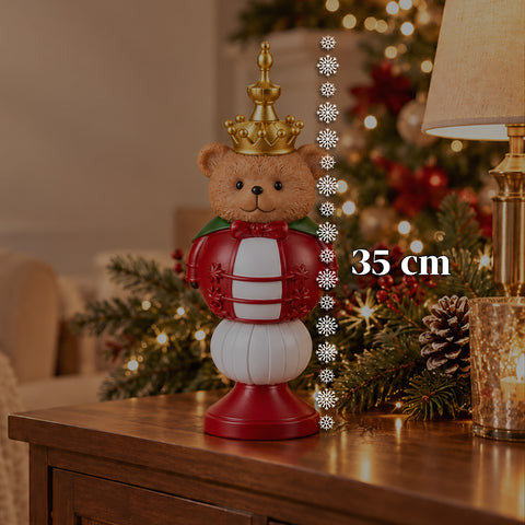 Vánoční figurka z pryskyřice 35 cm, vánoční dekorace se Santa Clausem, louskáčkem a medvídkem, červená nebo bílá, do interiéru i exteriéru