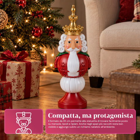 Vánoční figurka z pryskyřice 35 cm, vánoční dekorace se Santa Clausem, louskáčkem a medvídkem, červená nebo bílá, do interiéru i exteriéru