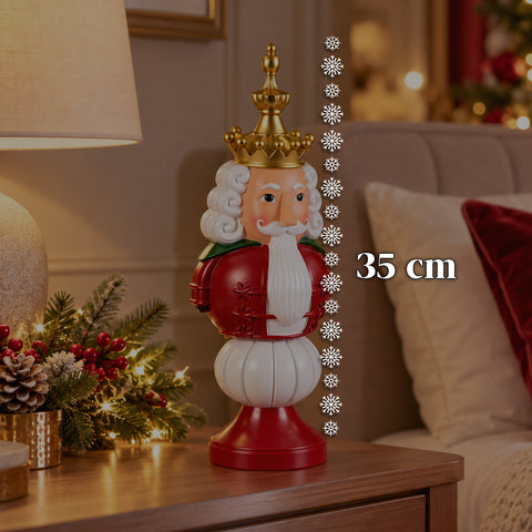 Vánoční figurka z pryskyřice 35 cm, vánoční dekorace se Santa Clausem, louskáčkem a medvídkem, červená nebo bílá, do interiéru i exteriéru