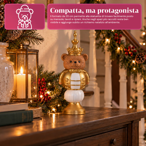 Vánoční figurka z pryskyřice 35 cm, vánoční dekorace se Santa Clausem, louskáčkem a medvídkem, červená nebo bílá, do interiéru i exteriéru