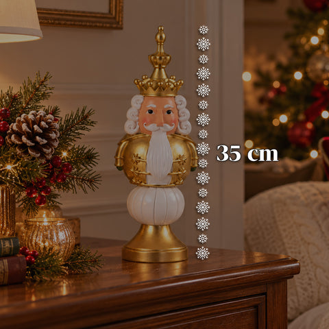 Vánoční figurka z pryskyřice 35 cm, vánoční dekorace se Santa Clausem, louskáčkem a medvídkem, červená nebo bílá, do interiéru i exteriéru