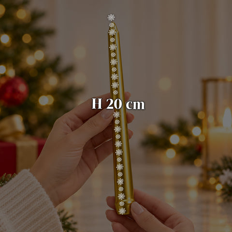 Štíhlé vánoční svíčky do středových dekorací a svícnů, sada 6 kusů, 2 barvy, výška 20 cm, parafínový vosk, lesklý povrch s kovovým efektem