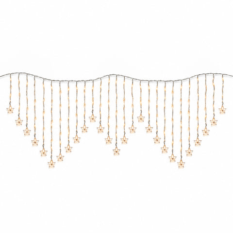 Vánoční světelná záclona s hvězdami, 222 LED, teplá bílá, 360x100 cm
