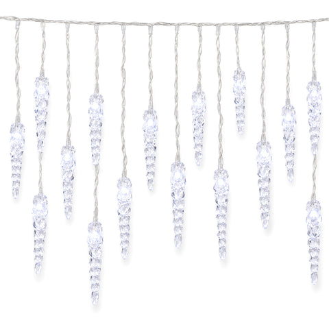 Vánoční světelná záclona ve tvaru rampouchů, 176 LED, studená bílá, 225x140 cm