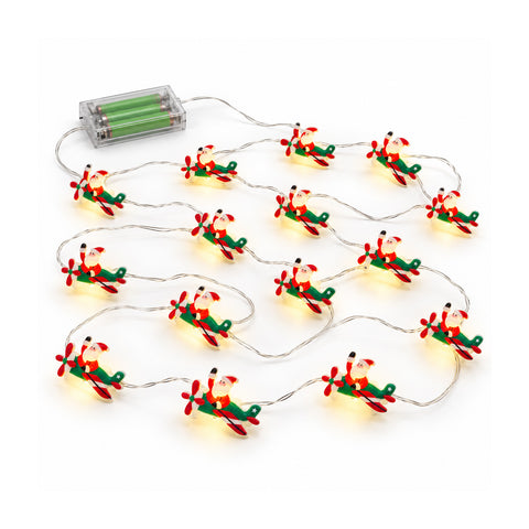 Bateriový světelný řetěz s vánočními postavičkami, 20 mini LED