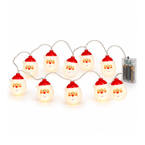 Bateriový světelný řetěz s Mikulášem, 10 LED s teplým bílým světlem