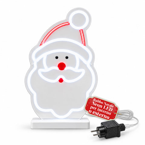 Svítící neonový LED Mikuláš 25x40 cm, červené a bílé světlo