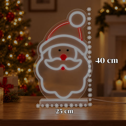 Svítící neonový LED Mikuláš 25x40 cm, červené a bílé světlo