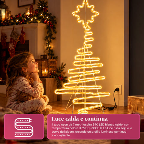 Svítící neonový LED vánoční stromek 108 cm s hvězdou, teplá bílá