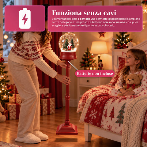 Vánoční pouliční lampa s foukaným sněhem, hudbou a LED světly - 3 varianty: bílá nebo červená koule 150 cm a poštovní schránka 160 cm