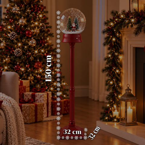 Vánoční pouliční lampa s foukaným sněhem, hudbou a LED světly - 3 varianty: bílá nebo červená koule 150 cm a poštovní schránka 160 cm